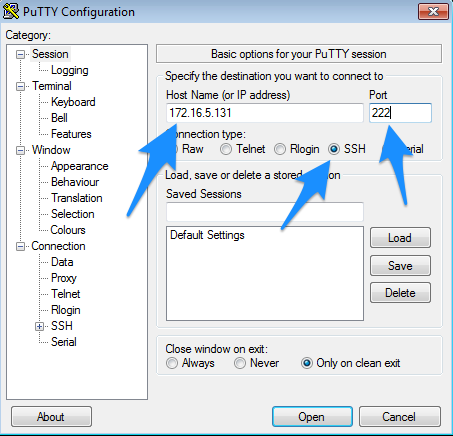 SSH Putty Example