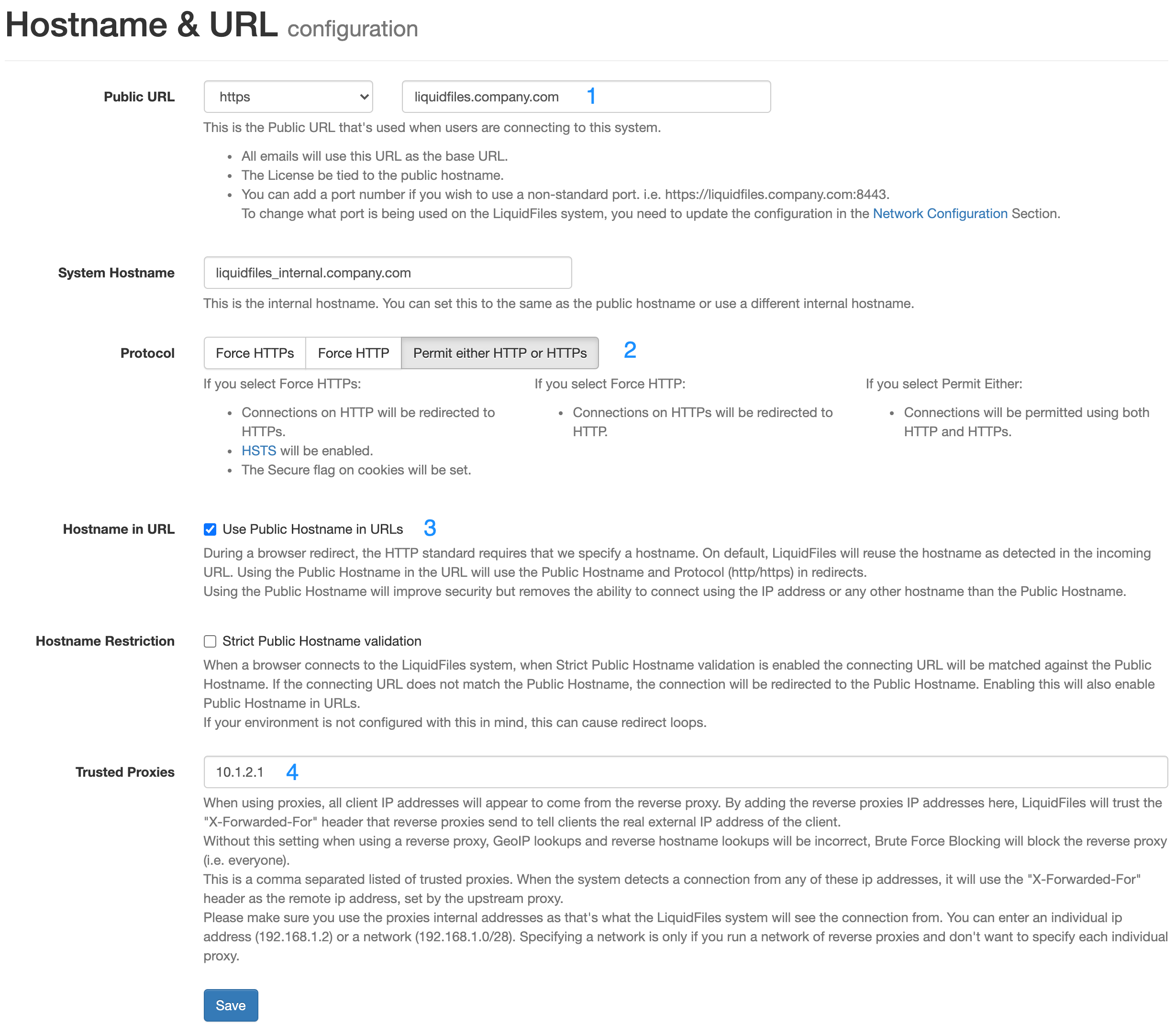 Reverse proxy HTTP configuration settings