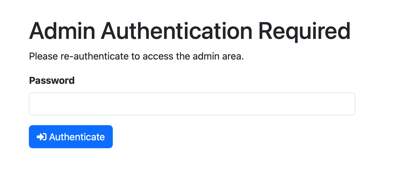 Admin Authentication Required