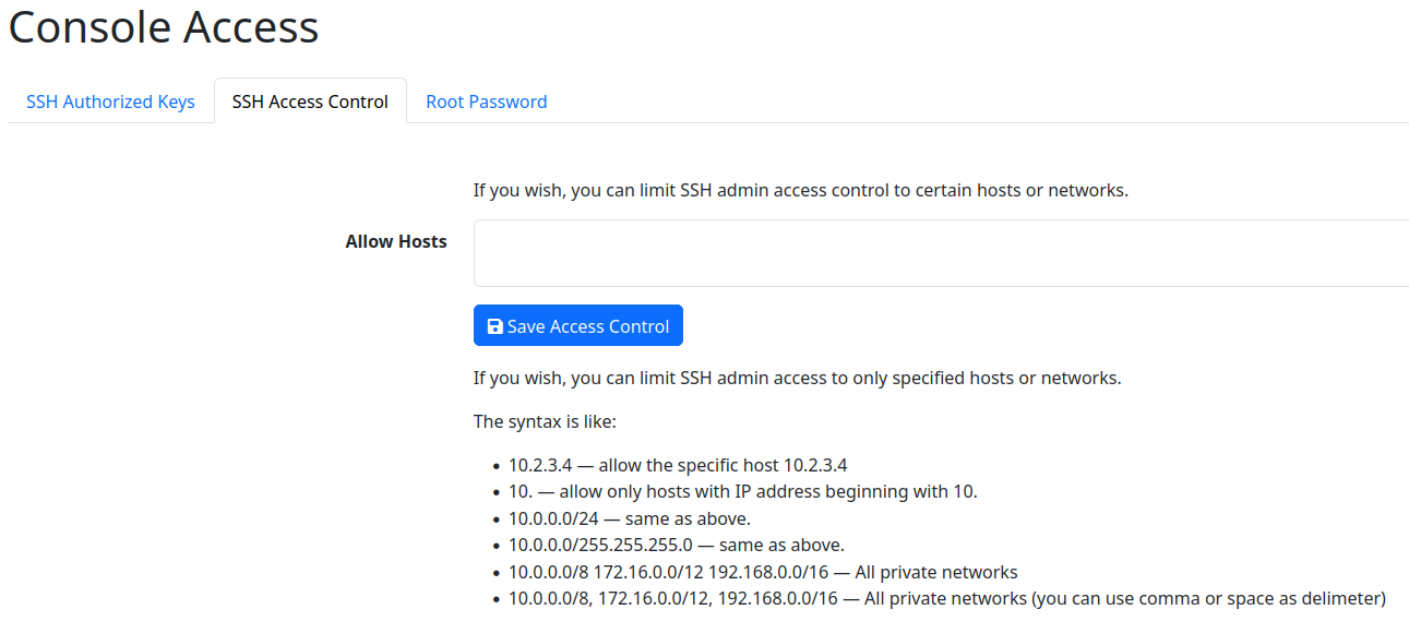 SSH Access Control Configuration