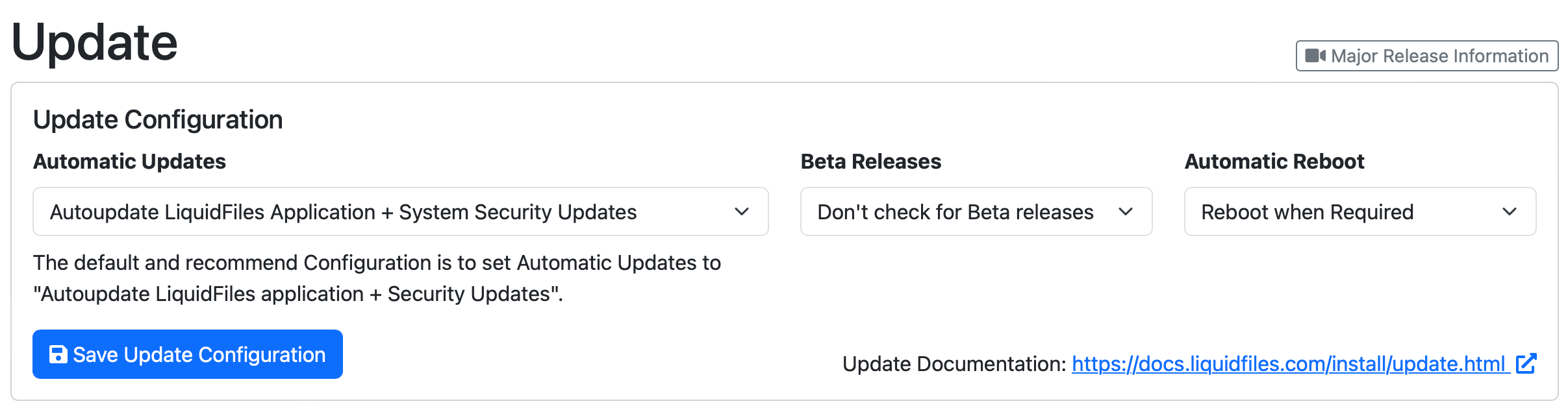 System Update Configuration