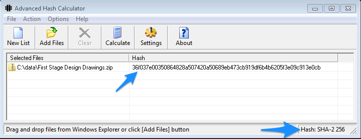Checksum verification tool matching hash