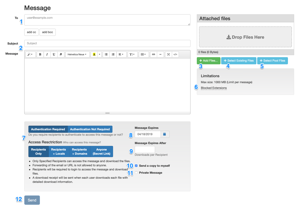 Secure message compose window