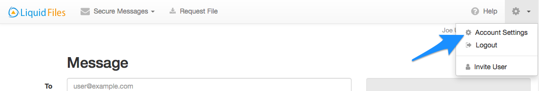 Filedrop link in account section