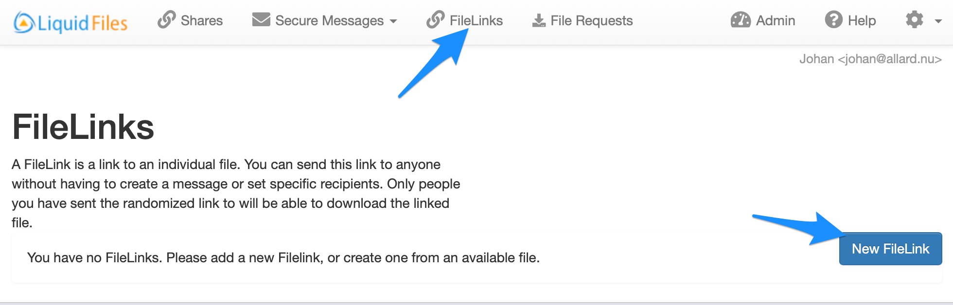 FileLink option in menubar