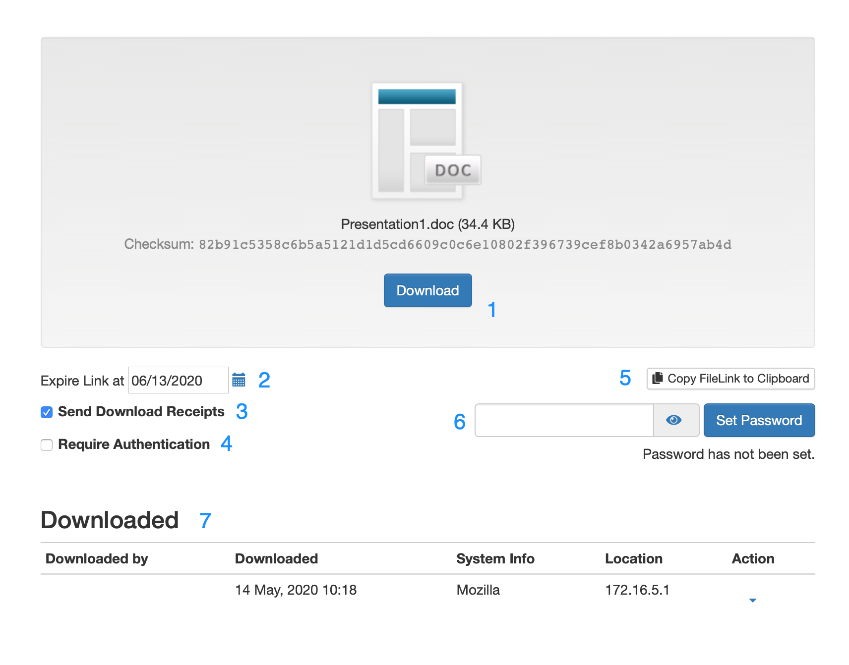 FileLink owner management page